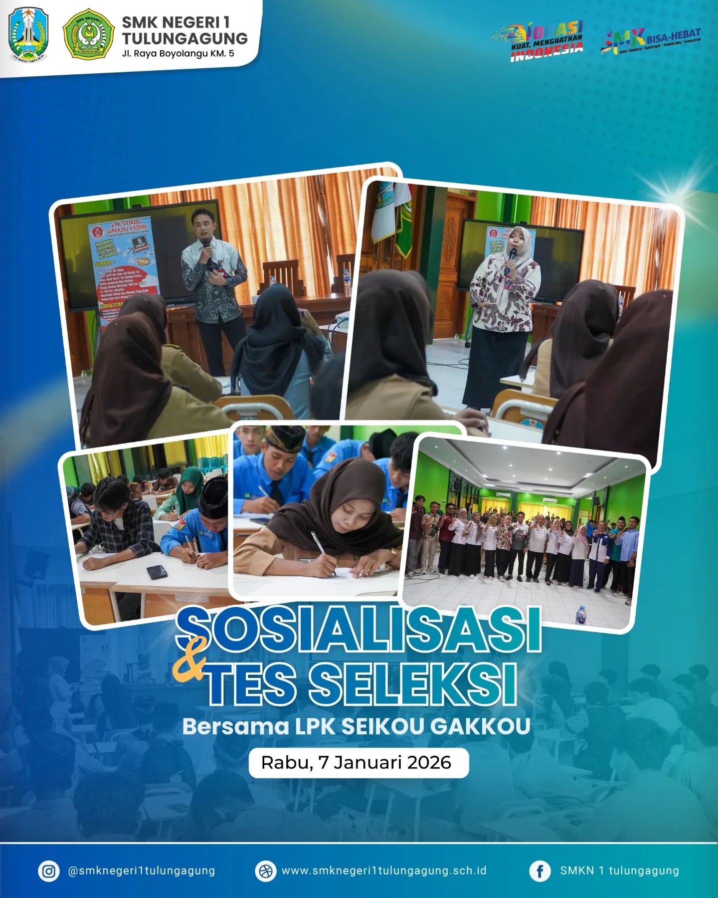 Sosialisasi dan Tes Seleksi Peluang Magang dan Kerja ke Jepang bersama  LPK Seikou Gakkou Kediri 
