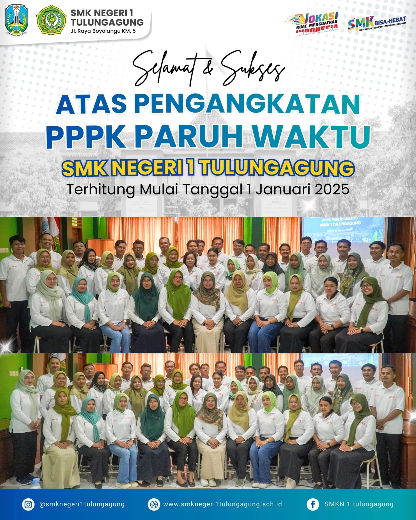 Selamat atas pengangkatan PPPK Paruh Waktu SMKN 1 Tulungagung