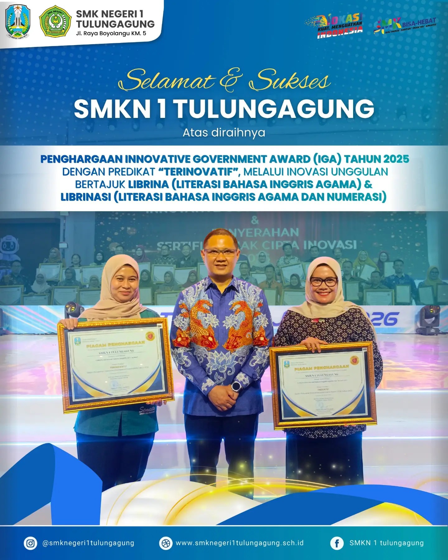 SMKN 1 Tulungagung Raih Predikat Terinovatif dalam ajang Innovative Government Awards IGA 