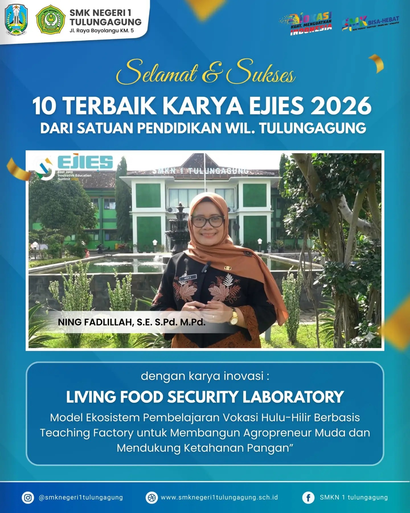 SMKN 1 Tulungagung Raih 10 Terbaik EIJES 2026 melalui Inovasi Living Food Security Laboratory