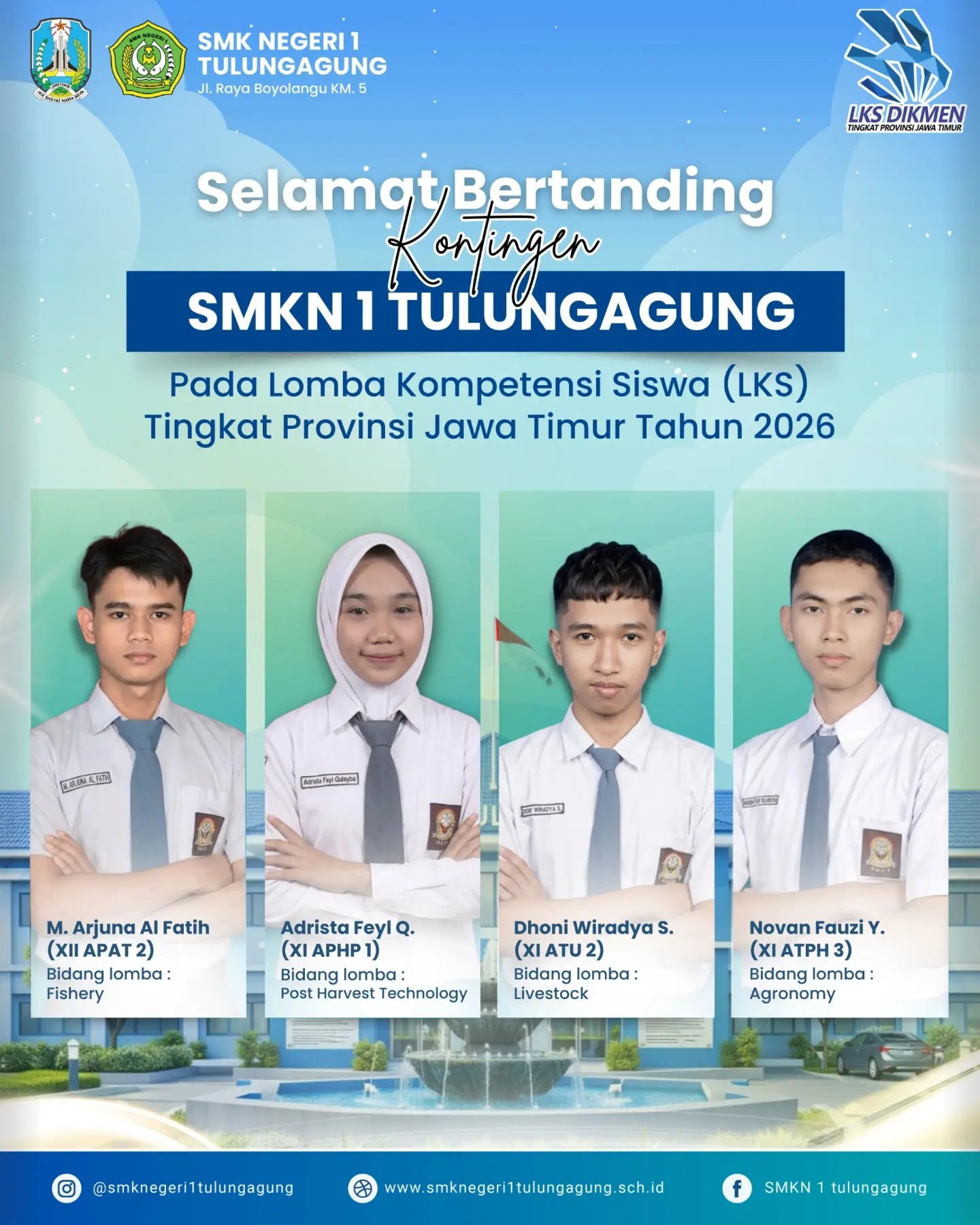 Selamat bertanding kontingen SMKN 1 Tulungagung dalam Lomba Kompetensi Siswa LKS Tingkat Provinsi Jawa Timur Tahun 2026