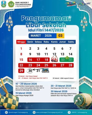 Pengumuman Libur Sekolah Idul Fitri 1447/2026