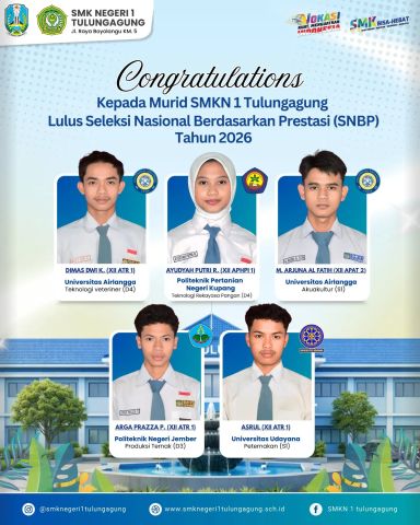 Selamat kepada murid SMKN 1 Tulungagung berhasil lulus SNBP Tahun 2026