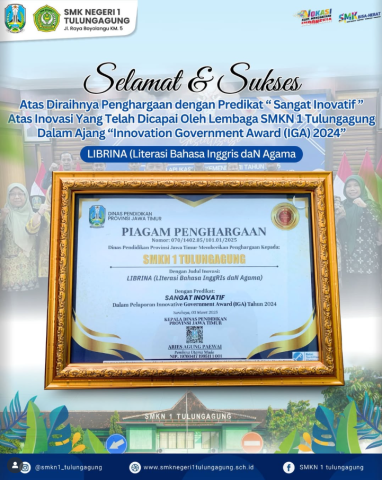 SMKN 1 Tulungagung meraih penghargaan dengan predikat “Sangat Inovatif” dalam ajang IGA 2024