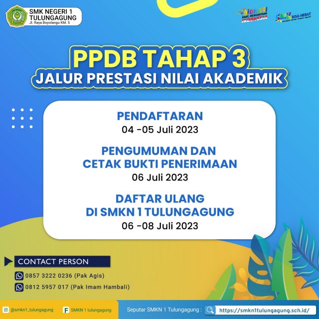 PPDB TAHAP 3 SMKN 1 TULUNGAGUNG