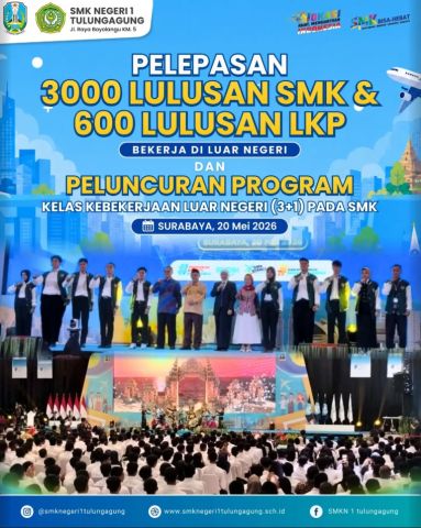 Murid SMKN 1 Tulungagung Hadiri Pelepasan Kerja Luar Negeri di Surabaya