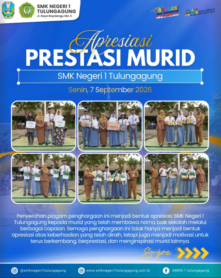 Apresiasi Prestasi Murid SMKN 1 Tulungagung