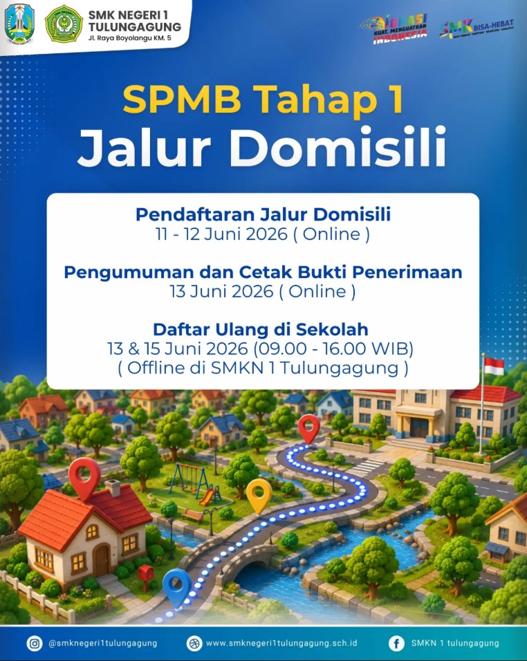 SPMB Tahap 1 Jalur Domisi SMKN 1 Tulungagung