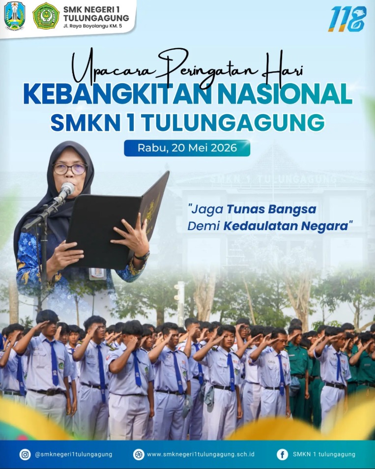 Peringati Harkatnas ke-118, SMKN 1 Tulungagung Gelar Upacara Bendera