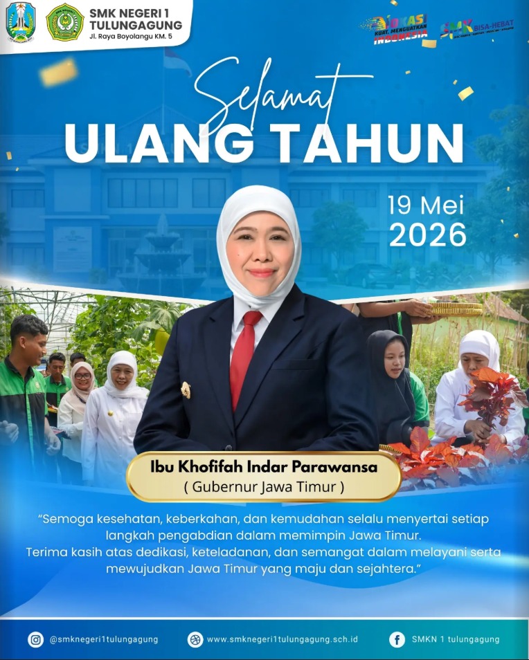 Doa dan Ucapan Ulang Tahun SMKN 1 Tulungagung untuk Ibu Khofifah