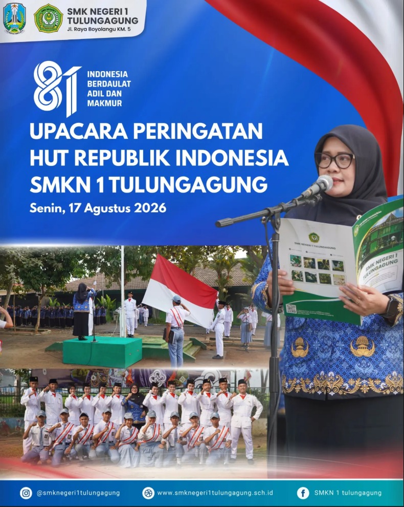 Khidmat dan Penuh Semangat: Upacara HUT Ke-81 RI di SMKN 1 Tulungagung