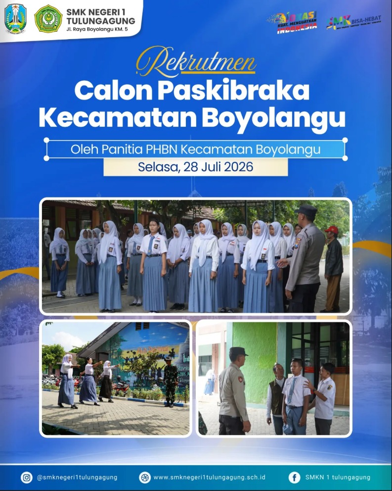 Seleksi Calon Paskibraka Kecamatan Boyolangu 2026 di SMKN 1 Tulungagung